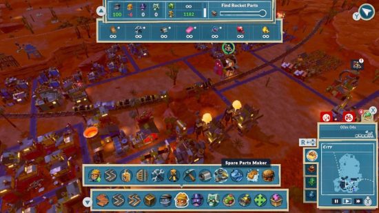 Revisão do SteamWorld Build – uma cidade construída em um local de rocha vermelha com estradas e edifícios