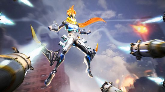 Códigos da Rebelião Cibernética: Alguém no céu enfrentando foguetes