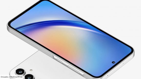 Captura de tela da tela de renderização do Samsung Galaxy A35, cortesia de OnLeaks e MySmartPrice