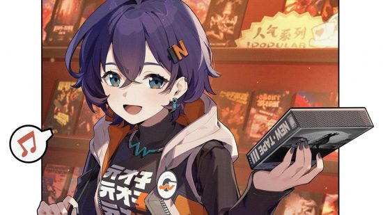 zona zenless zero proxies bela Zenless Zone Zero Proxy Belle segurando uma fita VHS com um sorriso no rosto