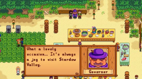 vida sims Stardew Valley life sims: uma captura de tela de Stardew Valley durante um evento na praia
