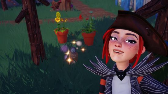 Jack Skellington em Disney Dreamlight Valley (3) Jack Skellington em Disney Dreamlight Valley: uma boneca matryoshka no chão coberta de brilhos