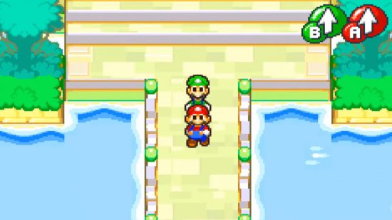 Captura de tela de Mario e Luigi em Superstar Saga para a lista dos melhores jogos GBA