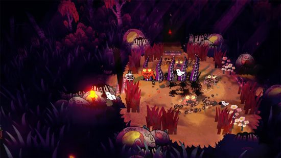 Jogos indie – uma captura de tela de Cult of The Lamb mostrando o cordeiro entrando em uma arena de inimigos