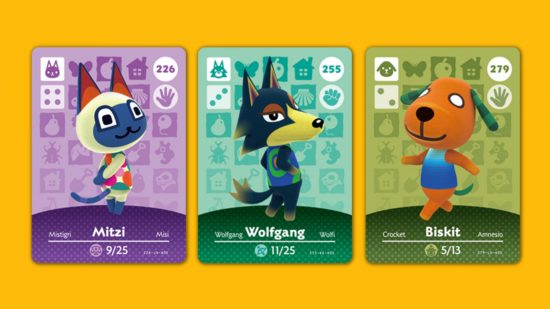 Cartões amiibo de Animal Crossing série 3 Três cartas da série 3 de cartas amiibo de Animal Crossing