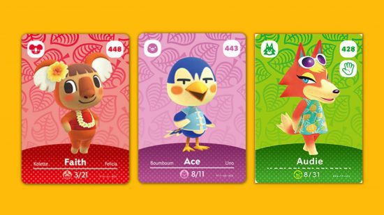 Cartões amiibo de Animal Crossing série 5 Três cartas da série 5 de cartas amiibo de Animal Crossing