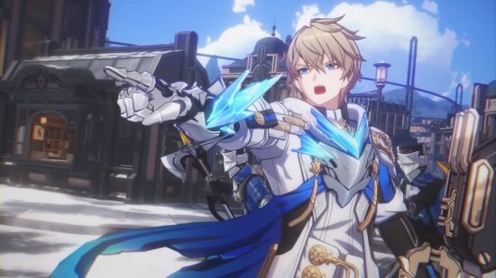 jogos de natal hsr Jogos de Natal - Gepard de Honkai Star Rail apontando para fora da tela com a boca aberta