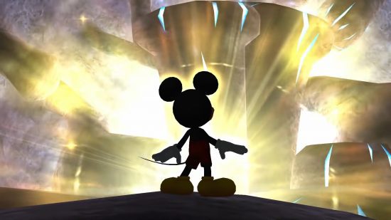 diddy-kong-racing-kingdom-hearts-influence-mickey Captura de tela de Kingdom Hearts mostrando a única aparição de Mickey no jogo.