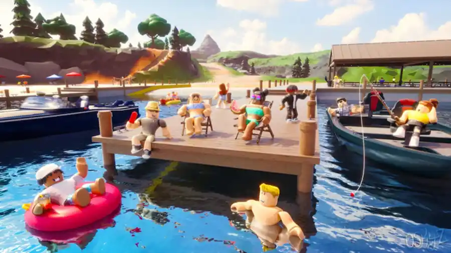 Roblox RoCitizens sentado no rio e se divertindo