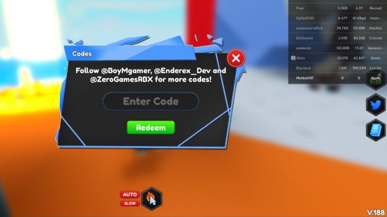 anime-max-simulador-códigos-resgate Tela de resgate de códigos do simulador Anime Max