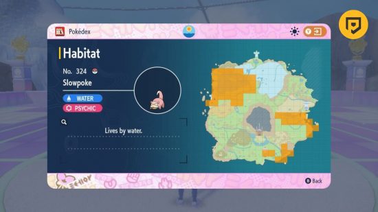 evolução lenta 4 Evolução do Slowpoke: uma captura de tela do habitat do Slowpoke em Paldea