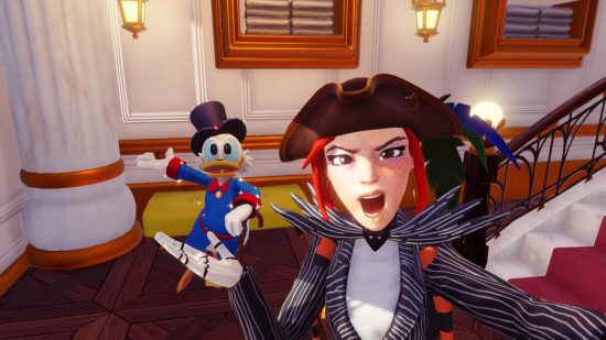 Custo do Vale Disney Dreamlight Custo do Disney Dreamlight Valley: um personagem furioso apontando para Tio Patinhas