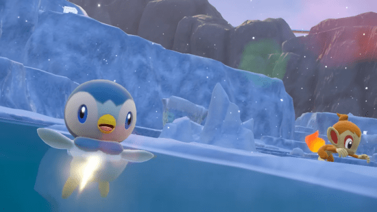 jogos de natal pokemon sv Jogos de Natal - um Piplip e um Chimchar correndo pela neve