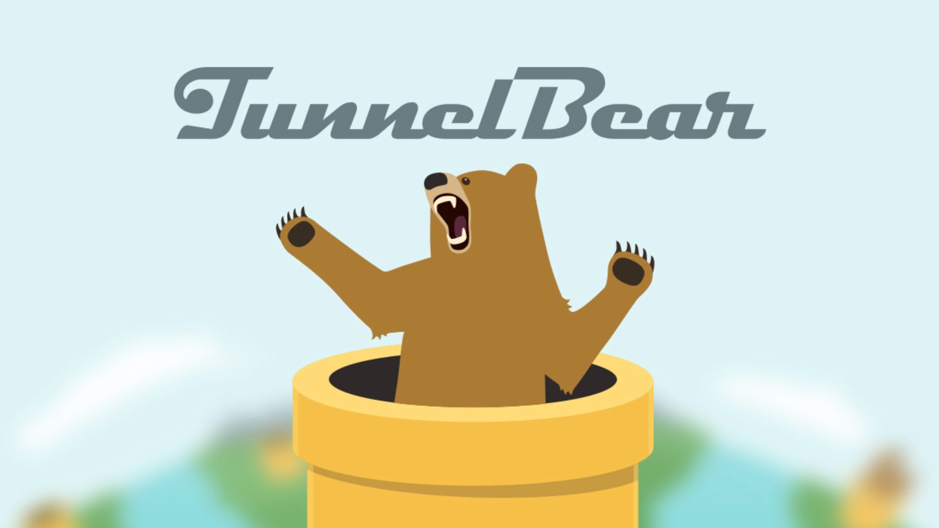 melhor-vpn-para-ipad-tunnelbear Melhor VPN para iPad - Tunnelbear.  A imagem mostra o logotipo da empresa, que mostra um urso saindo de um cano.