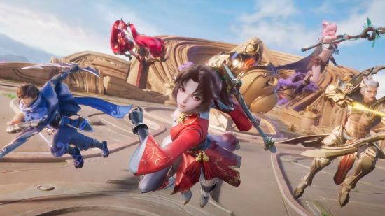 Personagens de Honor of Kings correndo para a batalha