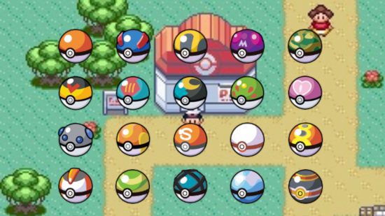 Imagem 8 Pokébolas LEGO Pokémon Pokémon Lego – 20 Pokébolas diferentes contra um fundo pixelizado