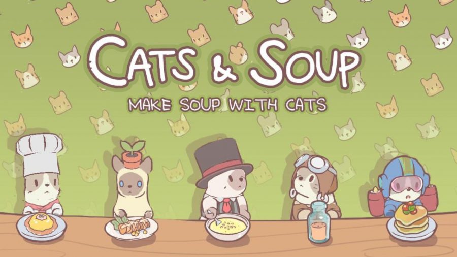 jogos de gato-gatos-e-sopa Arte da capa de Cats and Soup, um dos jogos de gato ocioso no celular