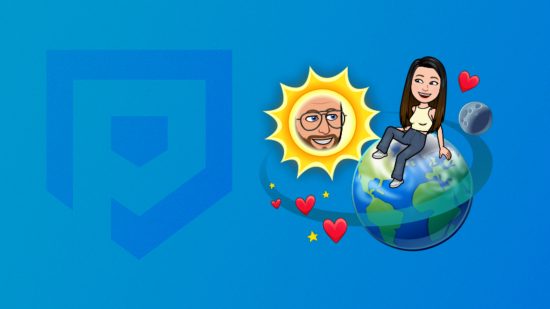 Planetas Snapchat - Terra na frente de um fundo azul