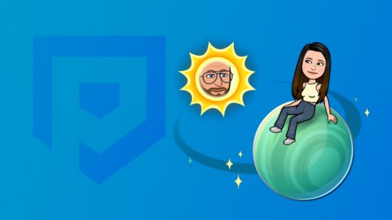 Planetas Snapchat: Urano em frente a um fundo azul