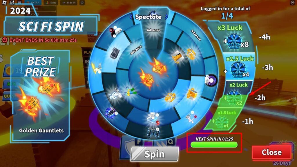 Giros de ficção científica de Blade Ball