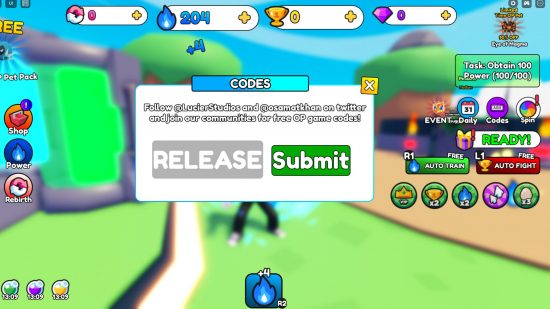 Como resgatar códigos do Shoot Beam Simulator no jogo Roblox
