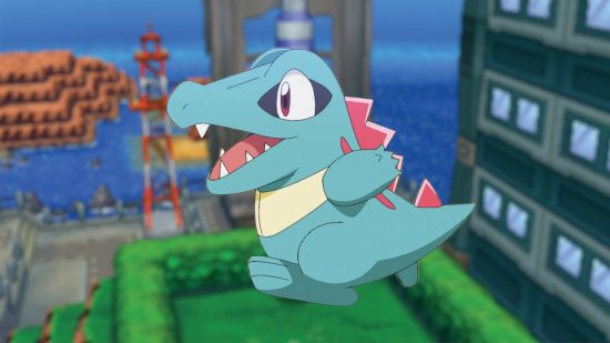 crocodilo-pokémon-totodile Crocodilo Pokémon Totodile contra o fundo Pokémon