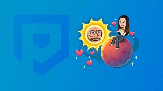 Planetas do Snapchat: Mercúrio na frente de um fundo azul